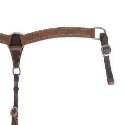 Teskey's Chocolate Roughout Breast Collar With Turquoise Buckstitch