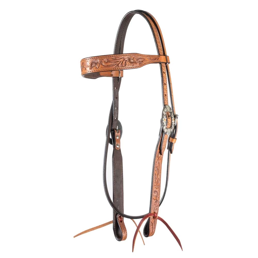 Teskey's Floral Chestnut Browband Headstall