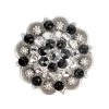 Jet-Crystal Clear Antique Silver Berry Rhinestone Crystal Concho