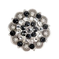 Jet-Crystal Clear Antique Silver Berry Rhinestone Crystal Concho