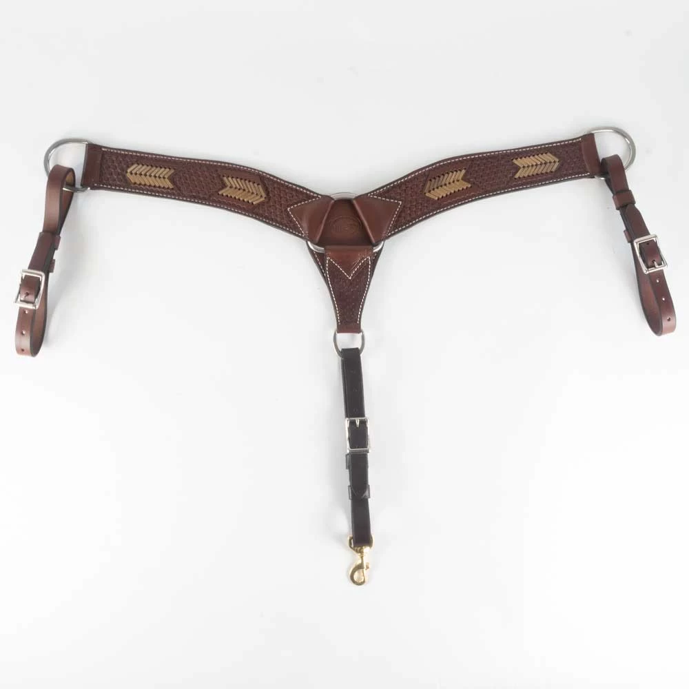 Teskey's Basket Stamped Breast Collar With Rawhide - Image 3