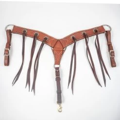 Teskey's 3" Dark Oil Roughout Buckstitch Breast Collar With Strings