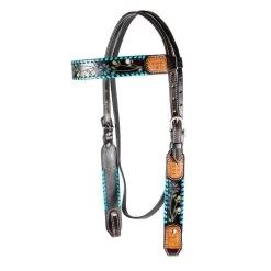 Teskey's Black Floral Painted Browband Headstall