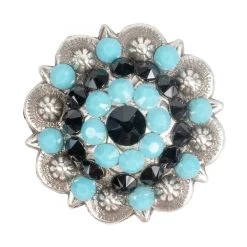 Turquoise Antique Silver Berry Rhinestone Crystal Concho
