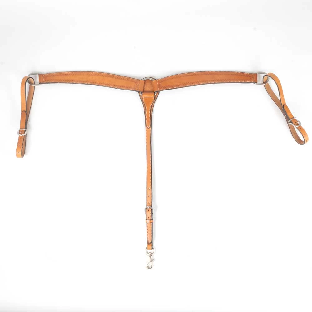 Teskey's 2" Leather Breast Collar With Shell Border