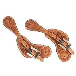 Teskey's Basketweave & Sunflower Tooled Spur Straps