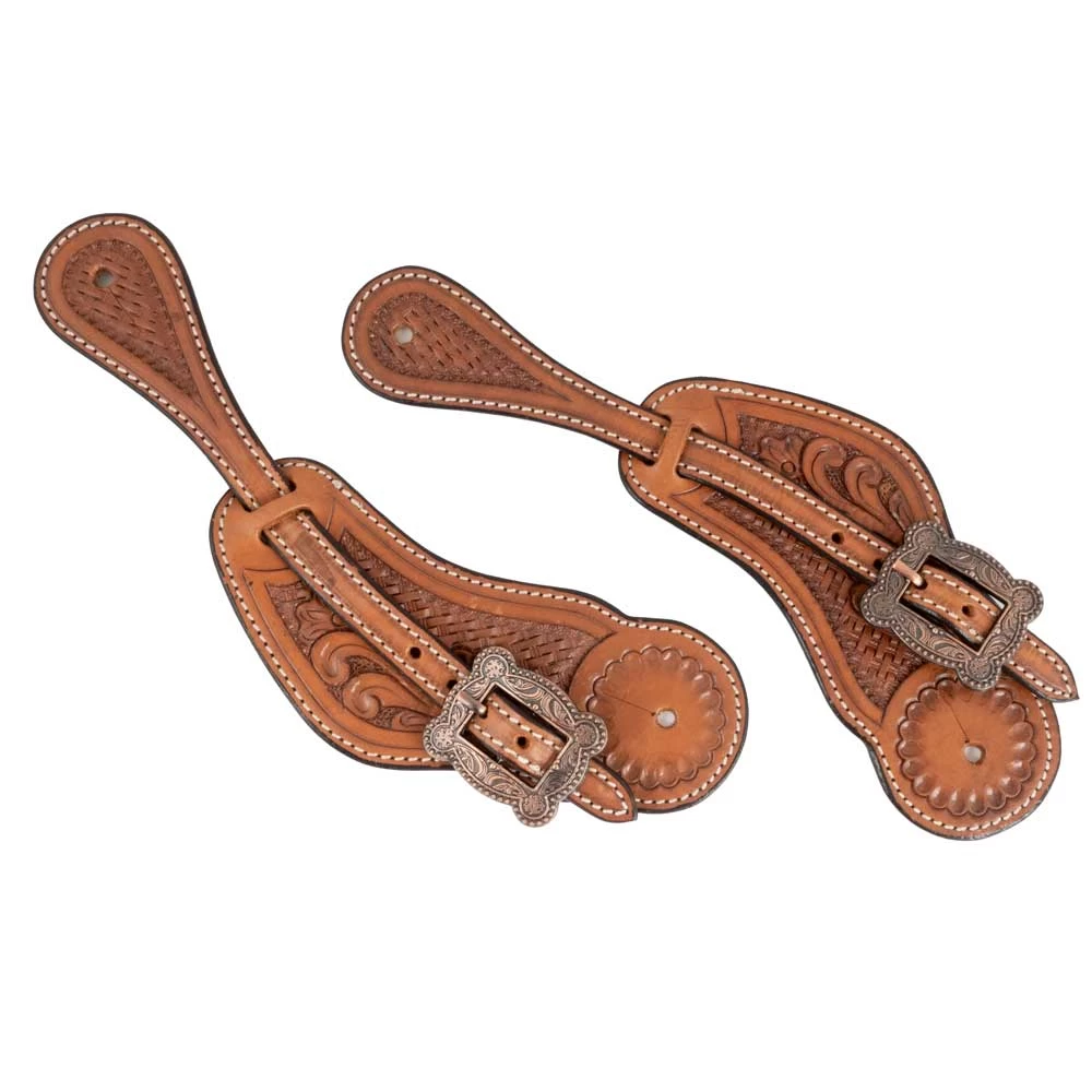 Teskey's Floral Tooled Spur Straps
