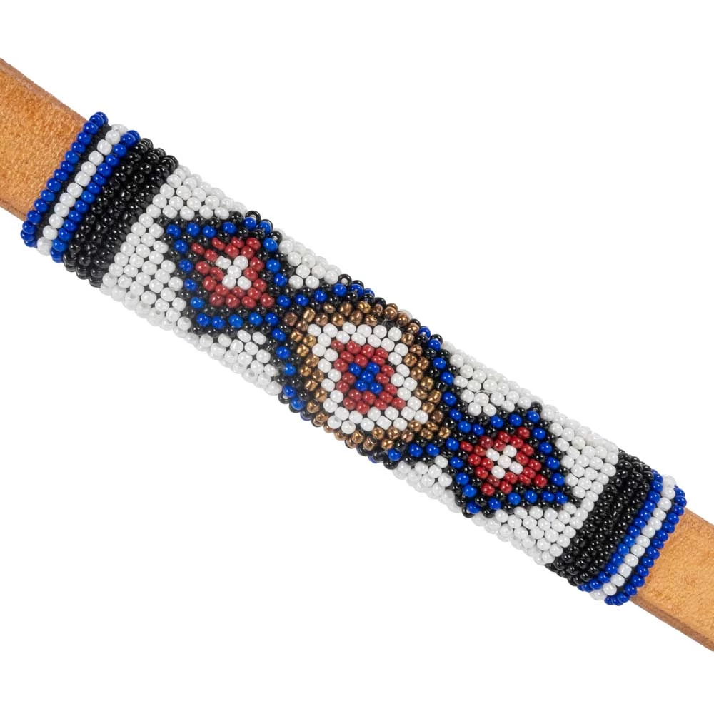 Teskey's One Ear Maroon/Blue/Gold/White Beaded Headstall - Image 2