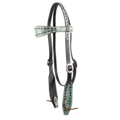 Teskey's Chocolate With Floral Turquoise & Black Buckstitch