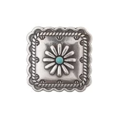 Antique Turquoise Square Rope Edge Concho
