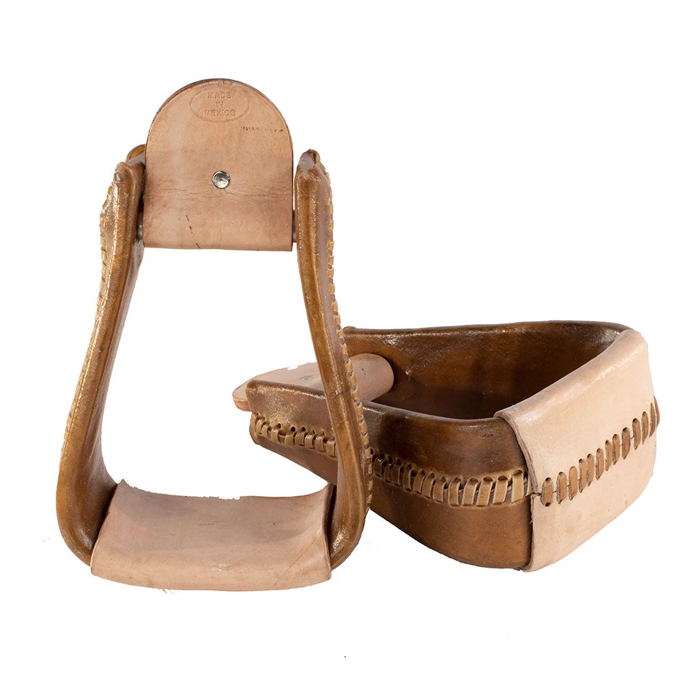 Rawhide Covered Wooden Overshoe Stirrups
