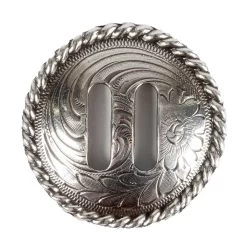 Antique Floral Slotted Concho With Rope Edge