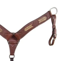Teskey's Basket Stamped Breast Collar With Rawhide