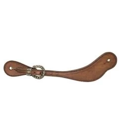 Youth Harness Leather Cowboy Spur Straps With Horseshoe Buckle